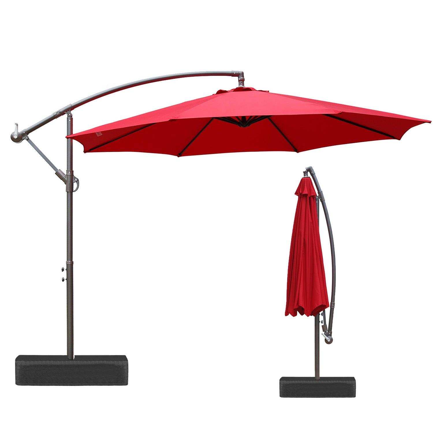 10 ft. Patio Offset Hanging Umbrella with Base Stand - Aoodor